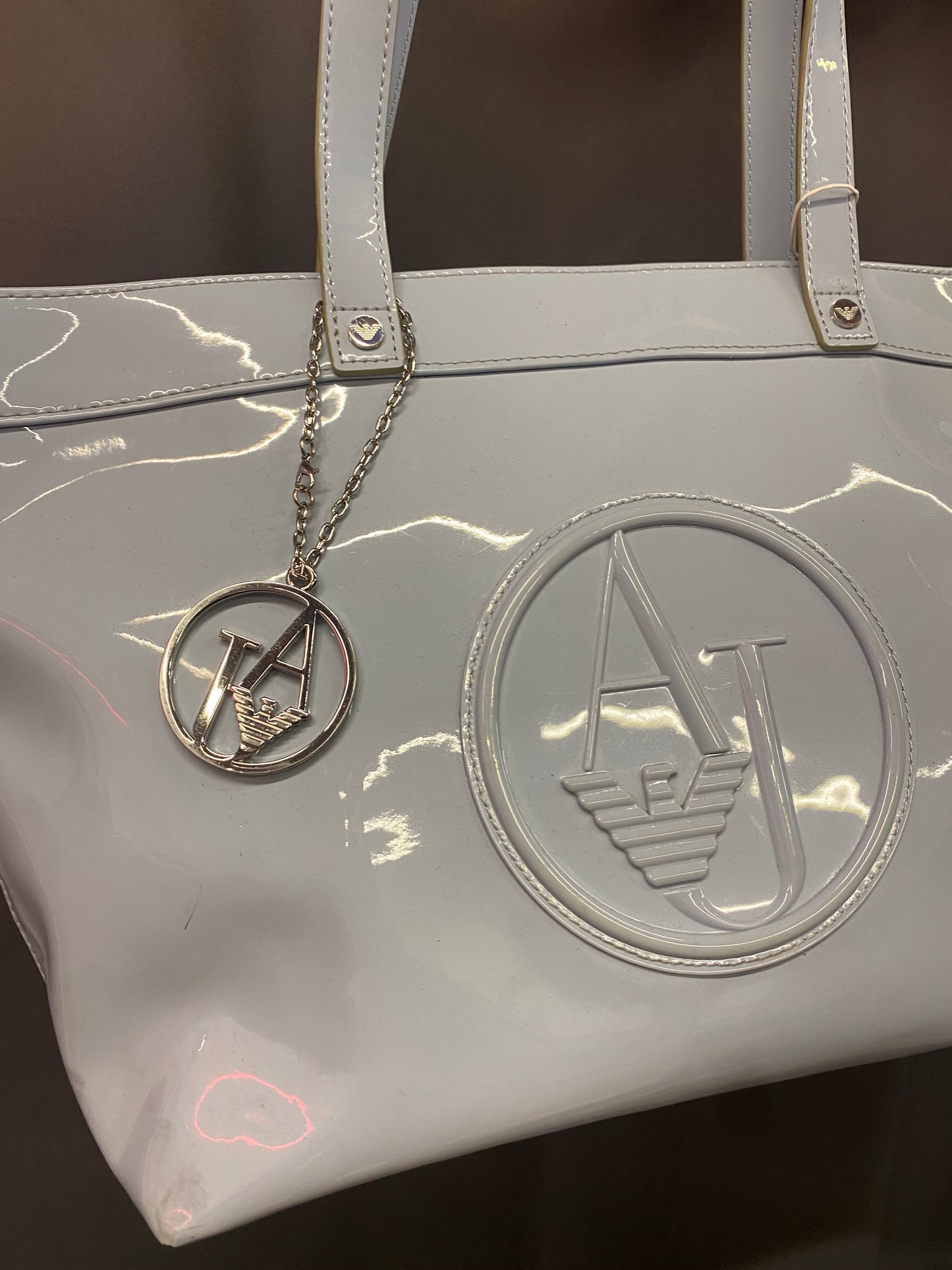 Borsa a mano Armani azzurra laccata