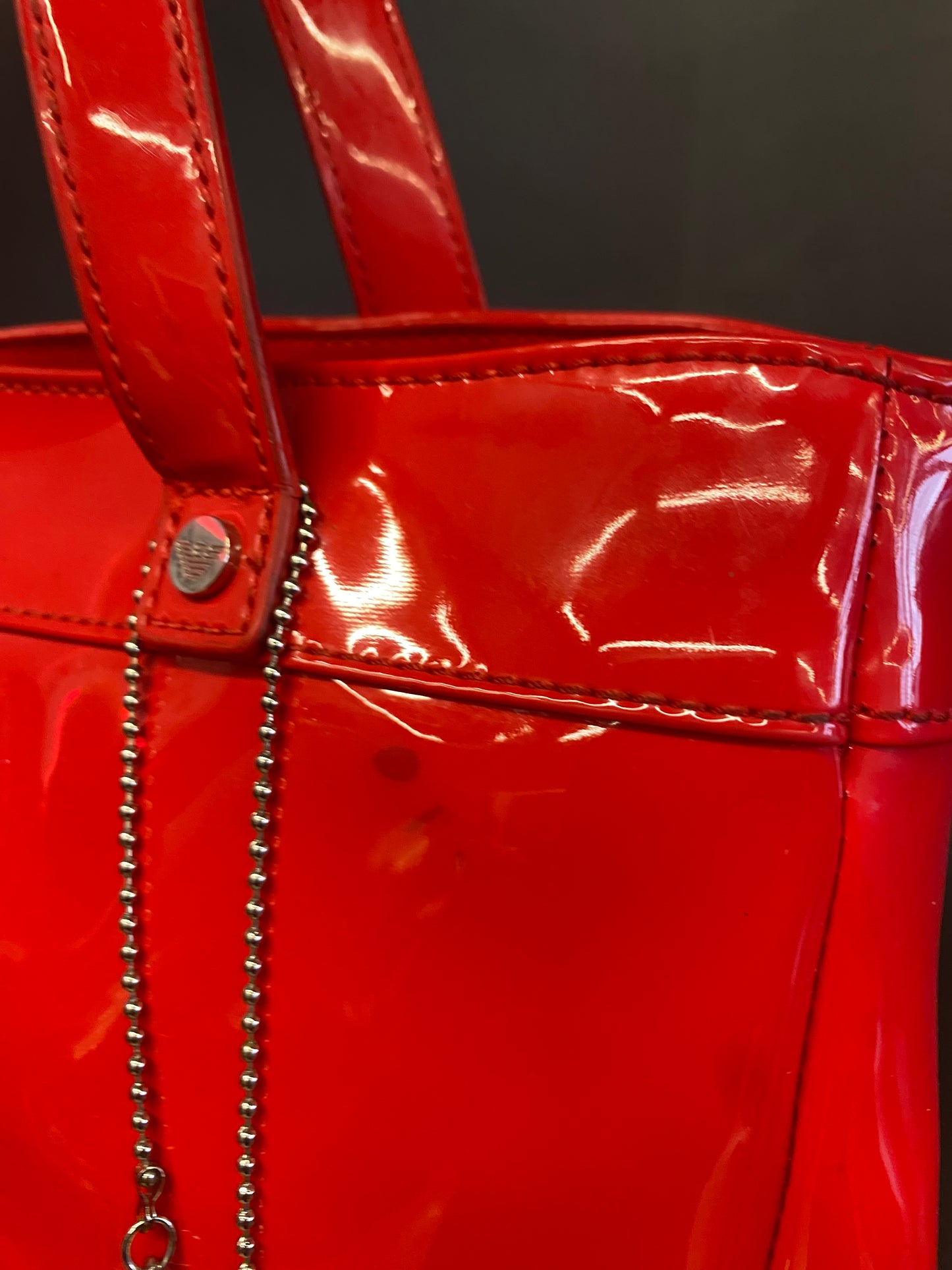 Borsa a mano rossa laccata Armani