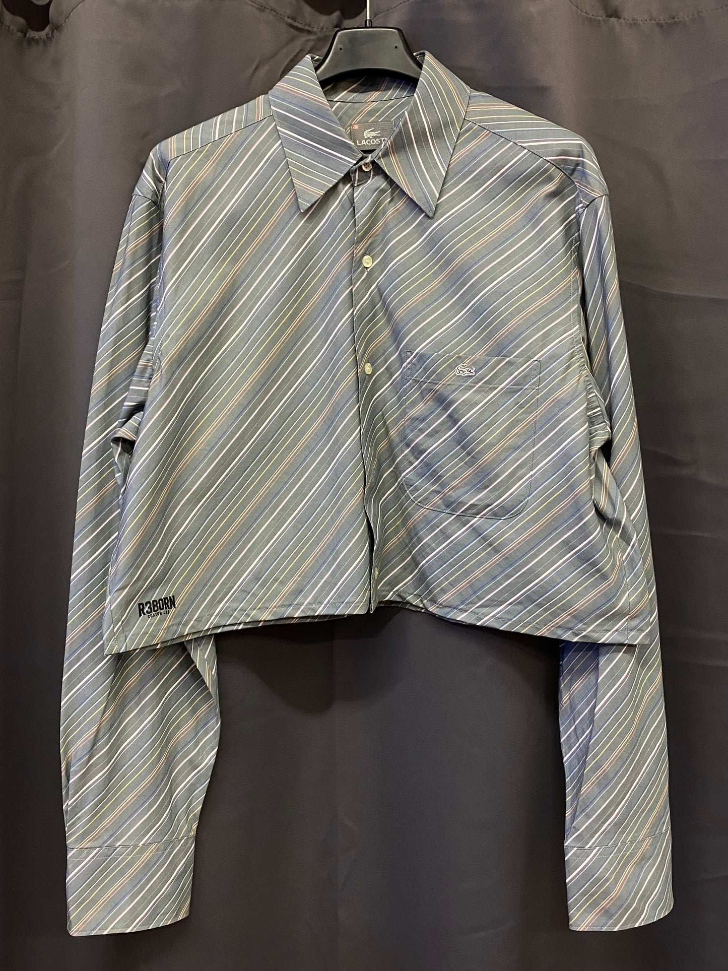 Camicia crop Lacoste white crocodile Custom R3BORN (XL)