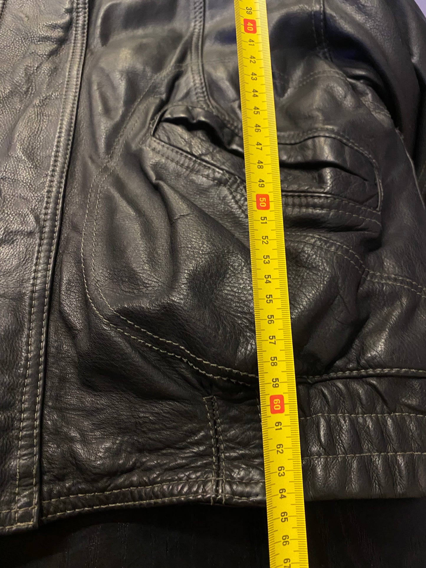 Giacca in pelle vintage stile chiodo (M)