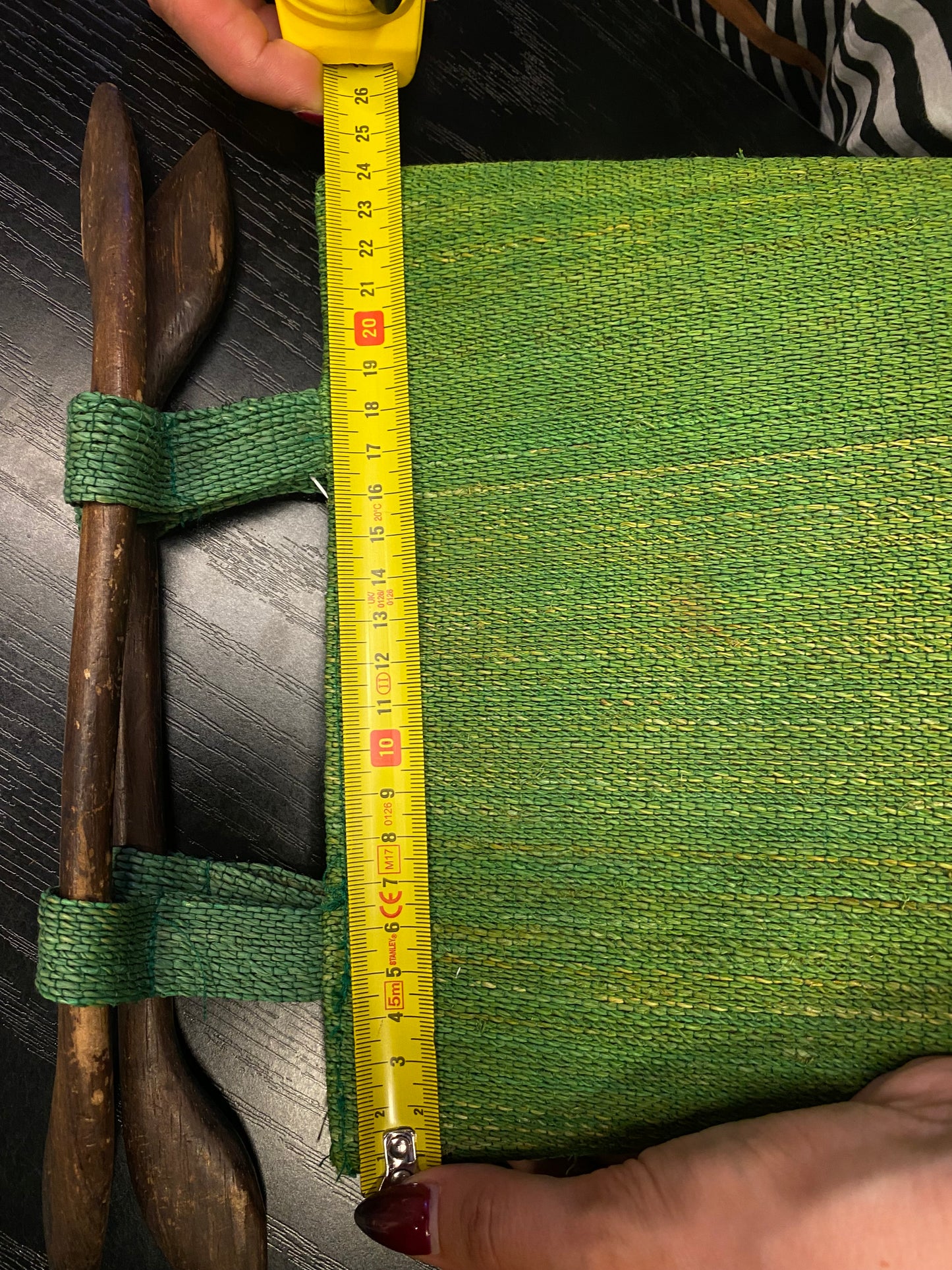 Vintage raffia and wood bag