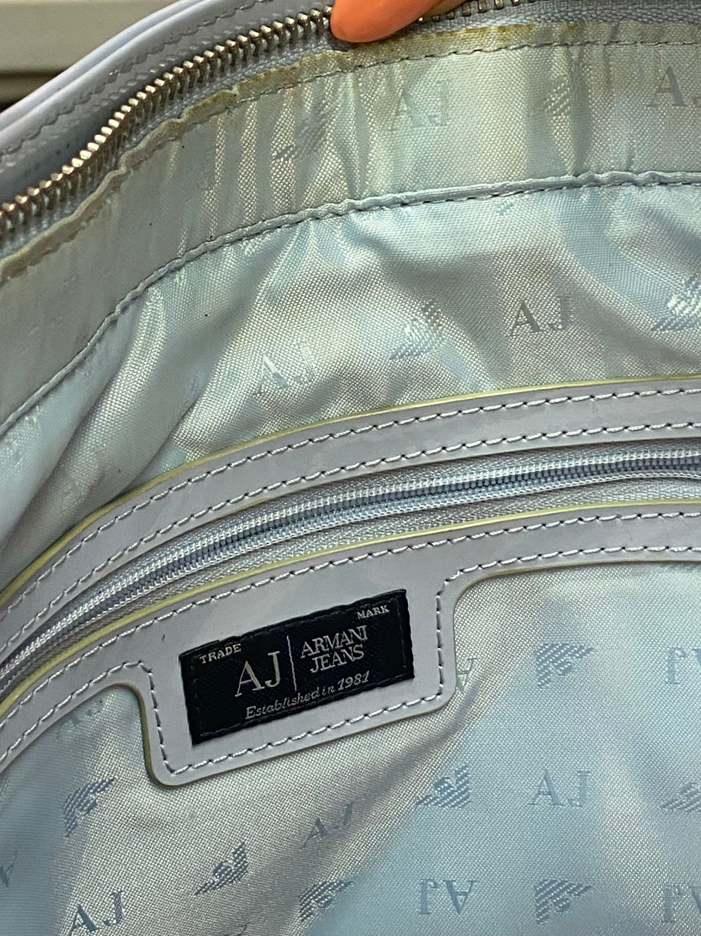 Borsa a mano Armani azzurra laccata