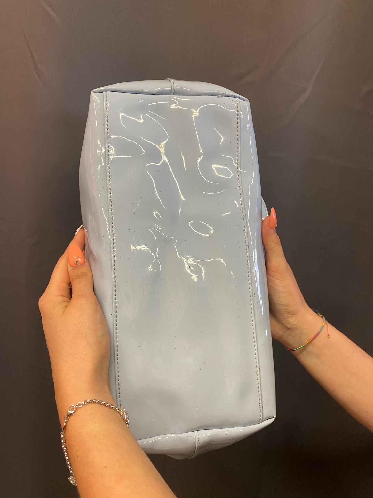 Borsa a mano Armani azzurra laccata