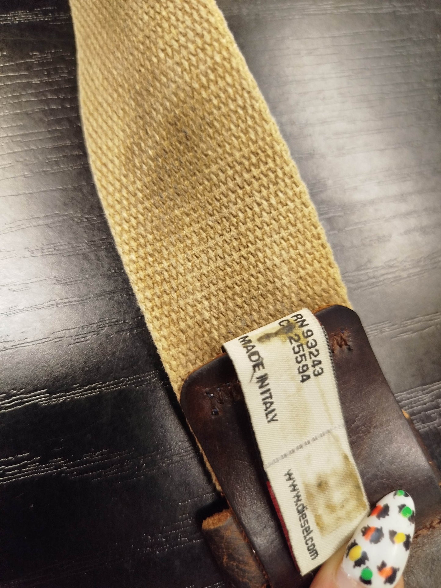 Diesel Y2K Belt – Khaki and Brown Canvas, 90 cm, Vintage Logo Buckle