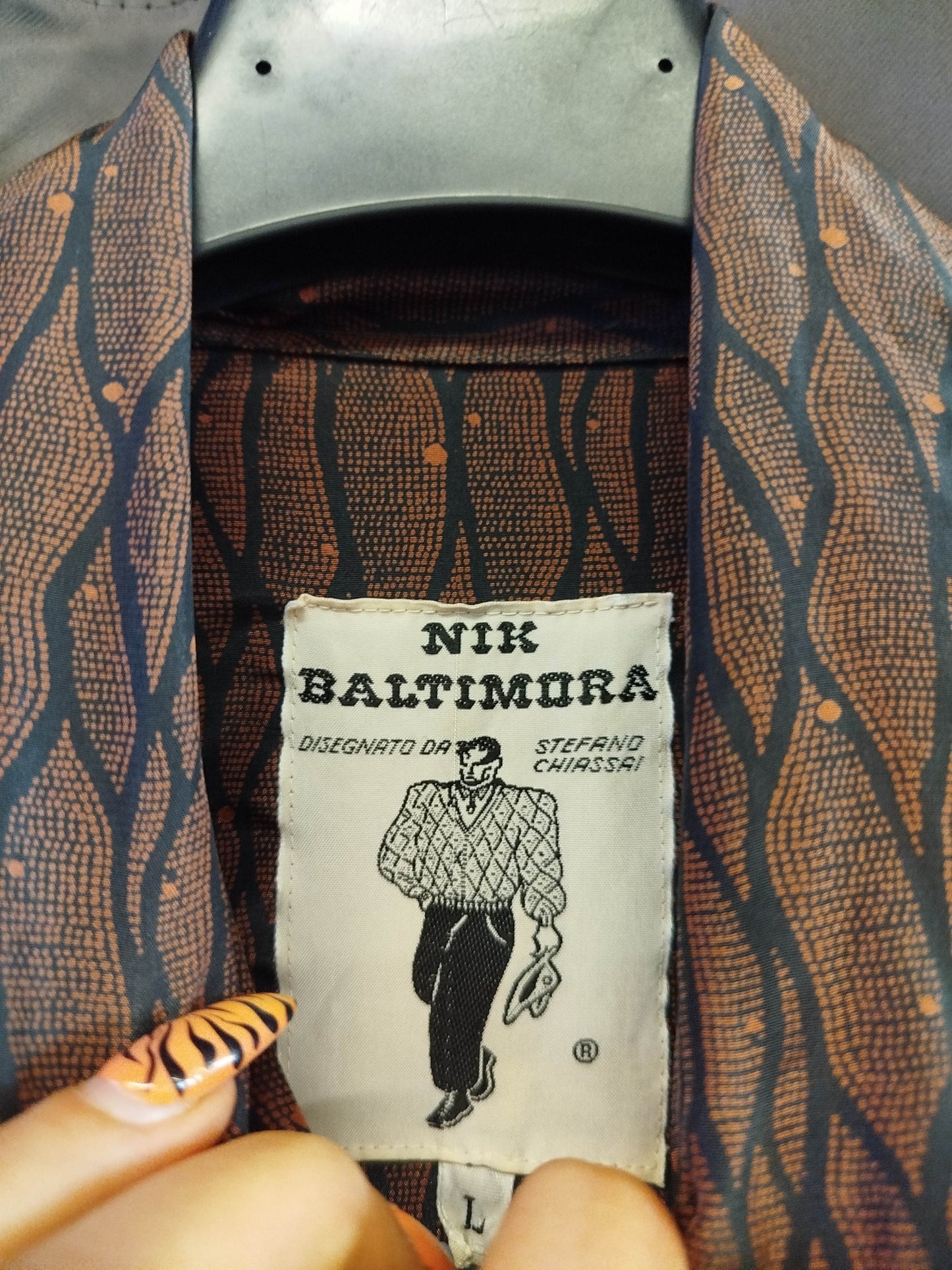 Vintage Nick Baltimora Men's Shirt, Size L – Designed by Roberto Chiassai, Made in Italy, 1980s