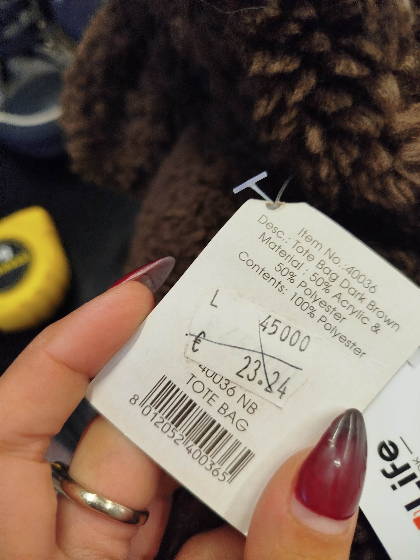 Borsa peluche Camomilla nuova con cartellino