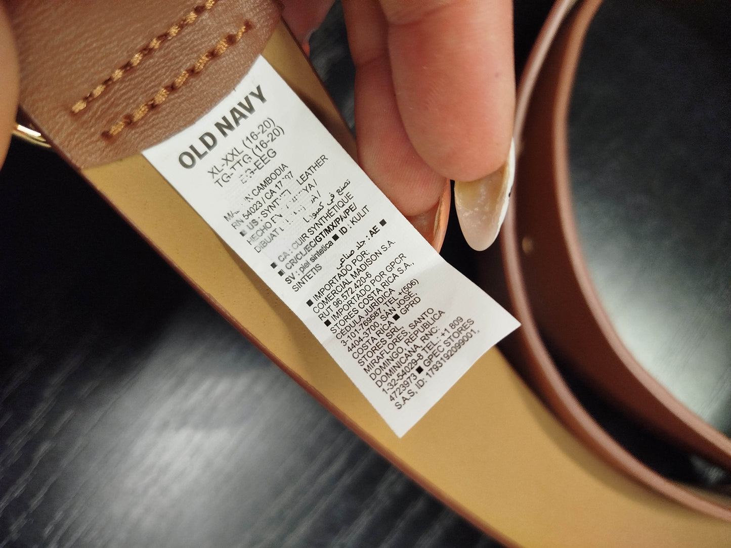 Old Navy Women's Belt XL‑XXL – Brown Faux Leather, New with Tag, Gold Round Buckle