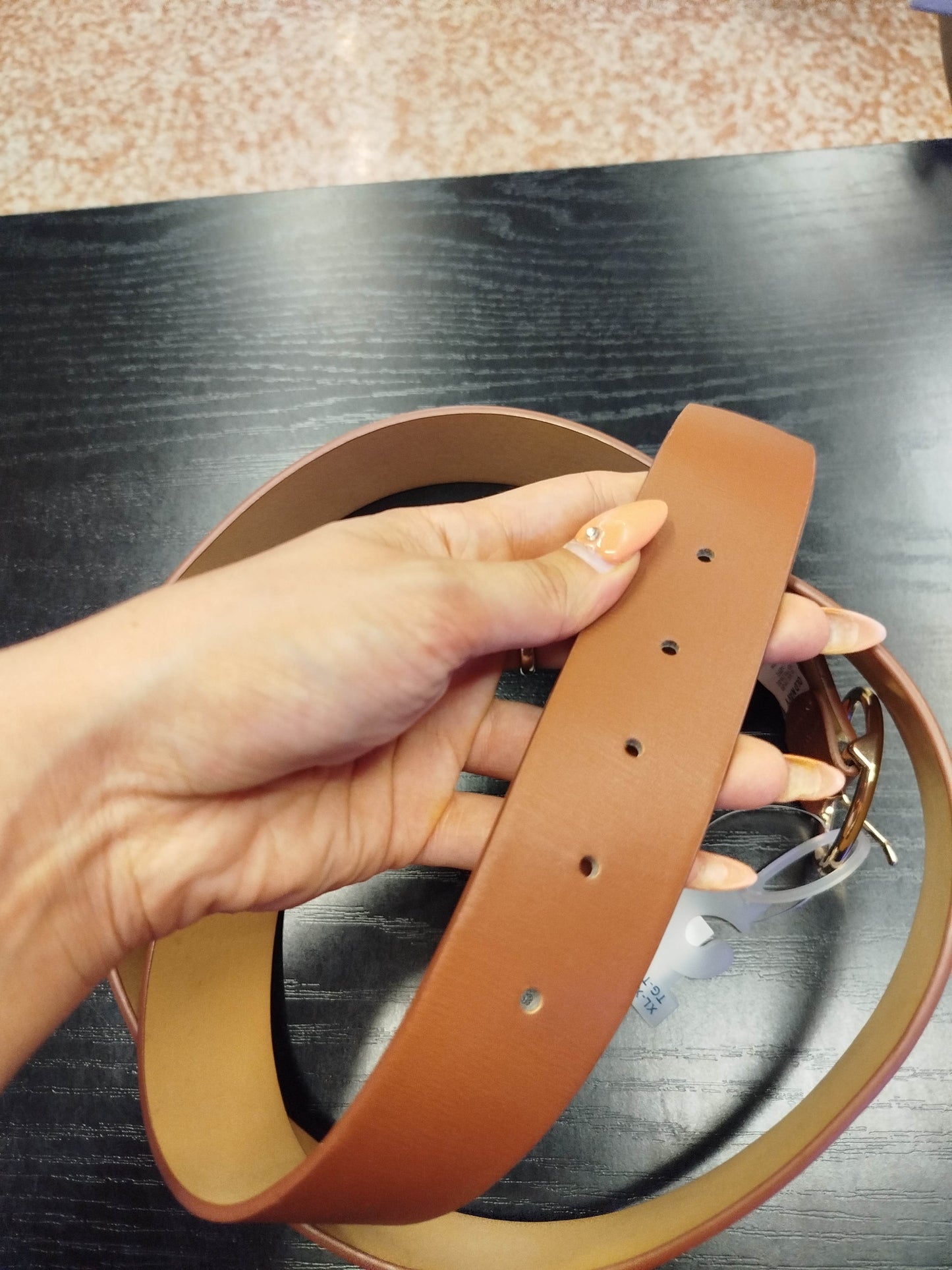 Old Navy Women's Belt XL‑XXL – Brown Faux Leather, New with Tag, Gold Round Buckle