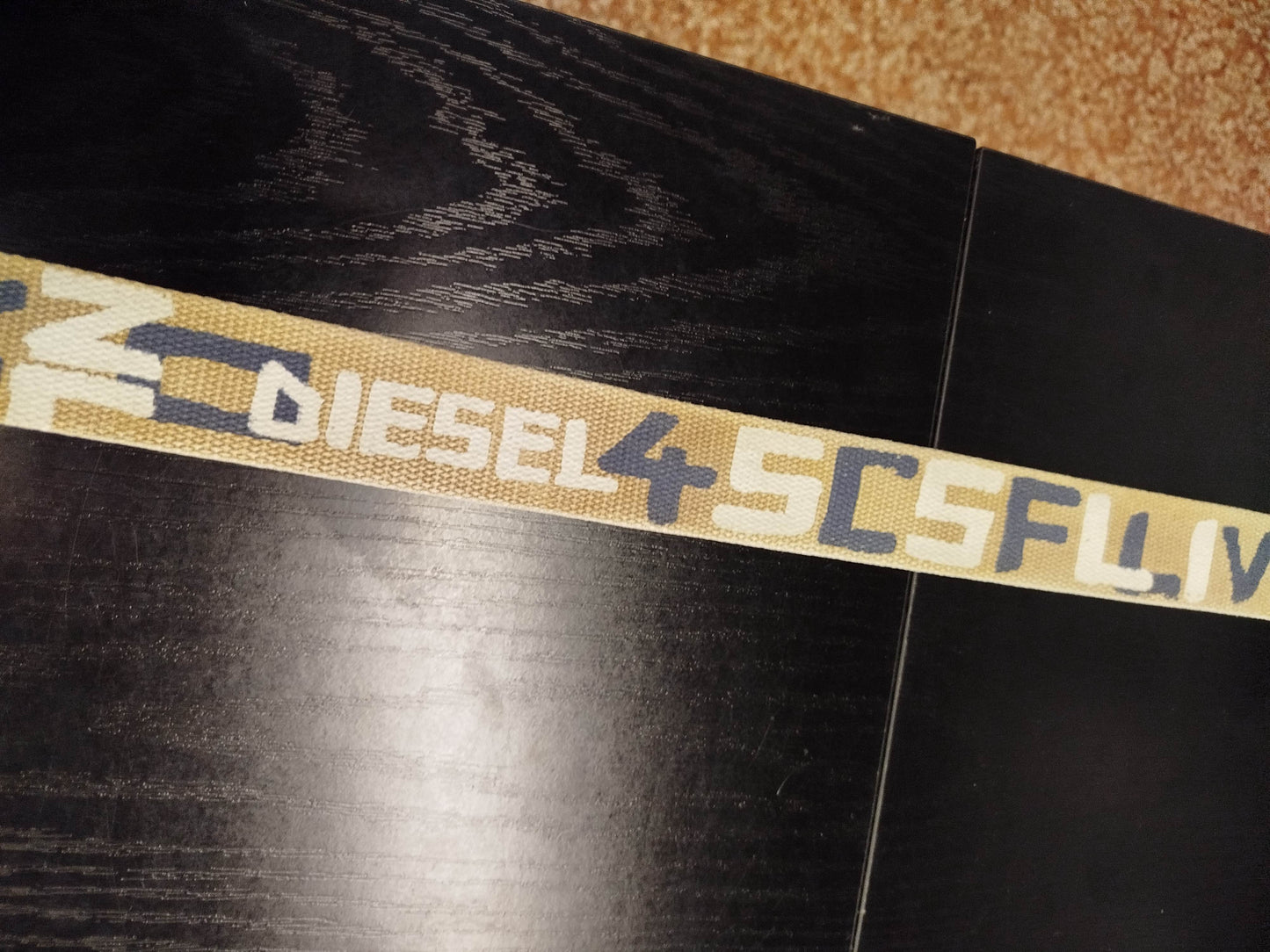 Diesel Y2K Belt – Khaki and Brown Canvas, 90 cm, Vintage Logo Buckle