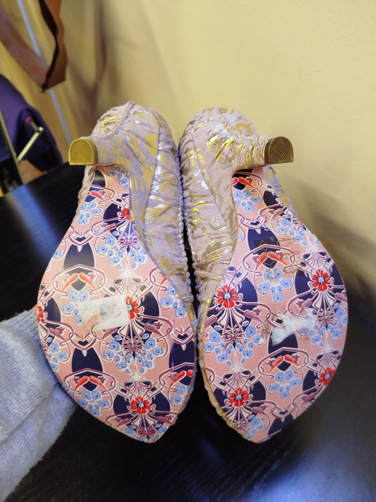 Irregular Choise purple gold pattern shoes (36)