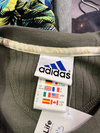 T-Shirt Vintage Adidas a Costine con Taschino – Verde Militare / Khaki| XL uomo thumbnail