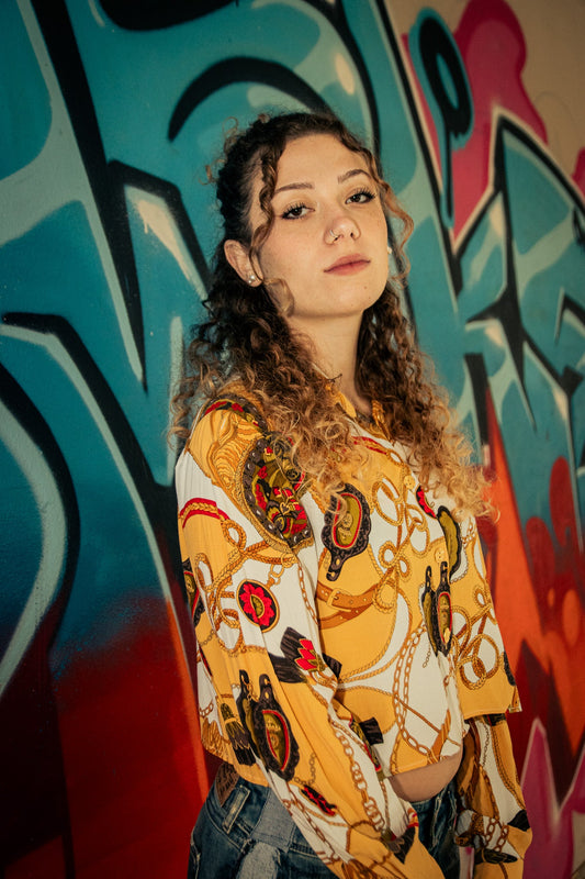 Camicia crop vintage stile barocco The Legend Custom - donna L | R3BORN