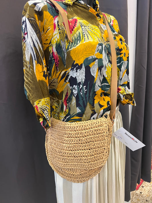 Borsa a tracolla in raffia intrecciata - Stile Boho Chic / Estivo