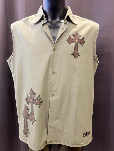 Camicia box fit smanicata vintage militare Custom R3BORN (L/XL) thumbnail