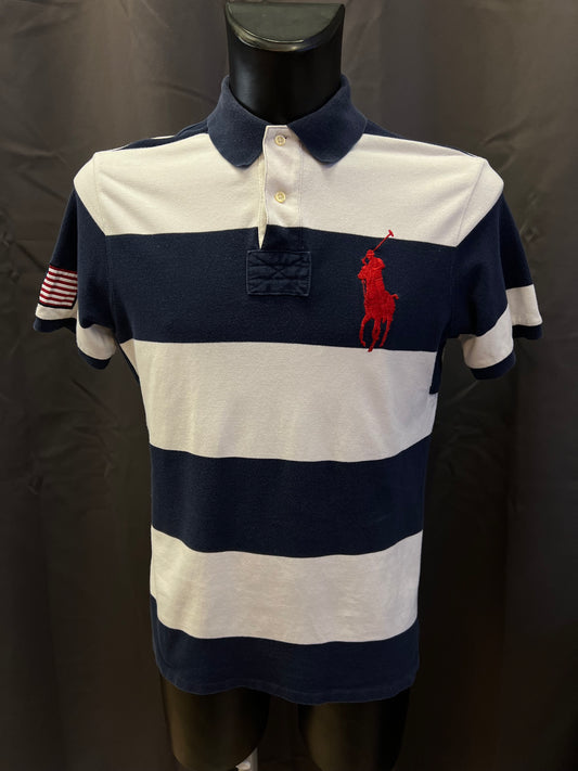 Polo Ralph Lauren Big Pony a righe bianche e blu classic fit (L uomo)