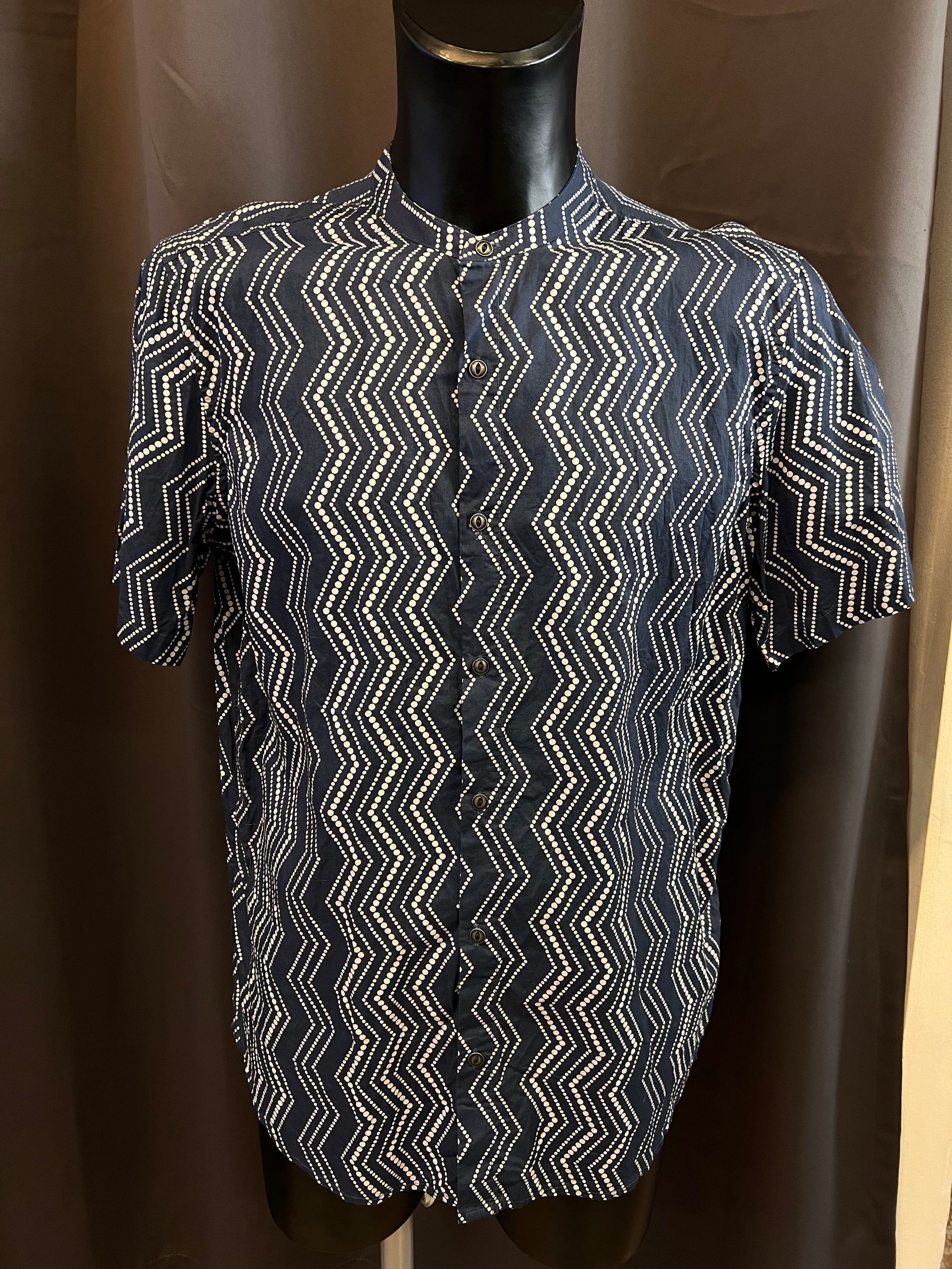 Camicia E.T.A collo alla coreana in cotone (XL uomo)