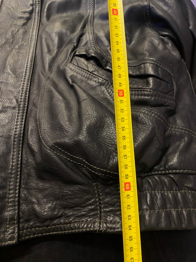 Giacca in pelle vintage stile chiodo (M) thumbnail