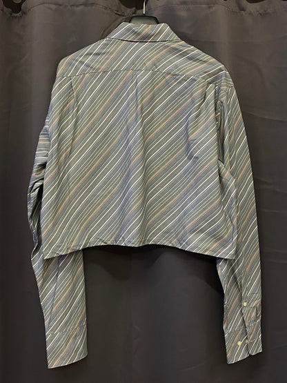 Camicia crop Lacoste white crocodile Custom R3BORN (XL)
