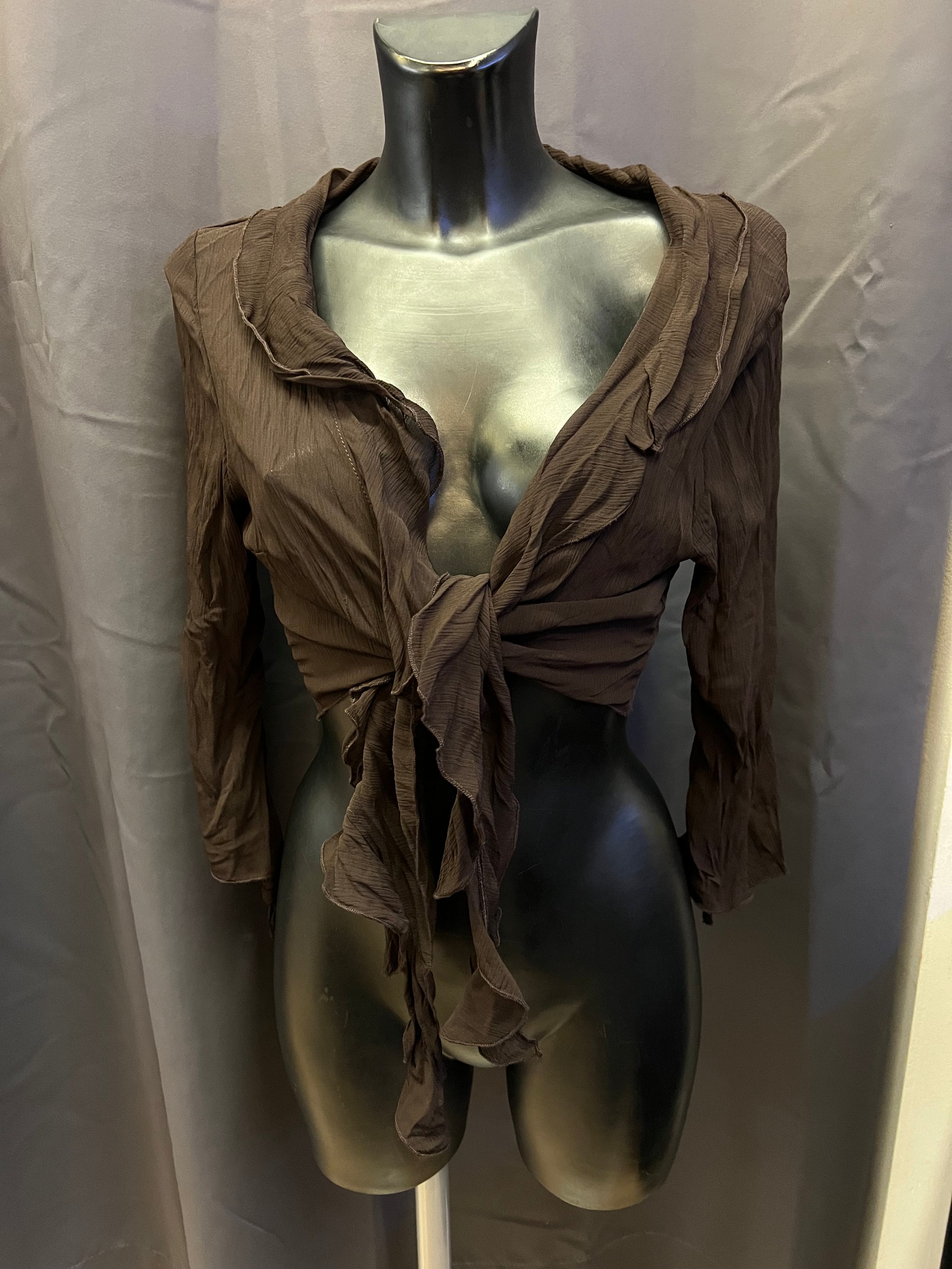 Cardigan marrone manica tre quarti (XL donna)