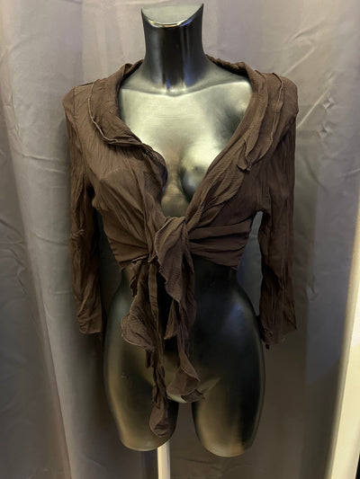 Cardigan marrone manica tre quarti (XL donna) thumbnail