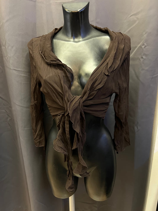 Cardigan marrone manica tre quarti (XL donna)