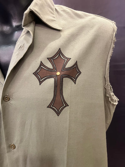 Camicia box fit smanicata vintage militare Custom R3BORN (L/XL) thumbnail