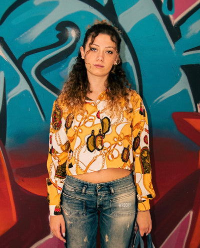 Camicia crop vintage stile barocco The Legend Custom - donna L | R3BORN thumbnail