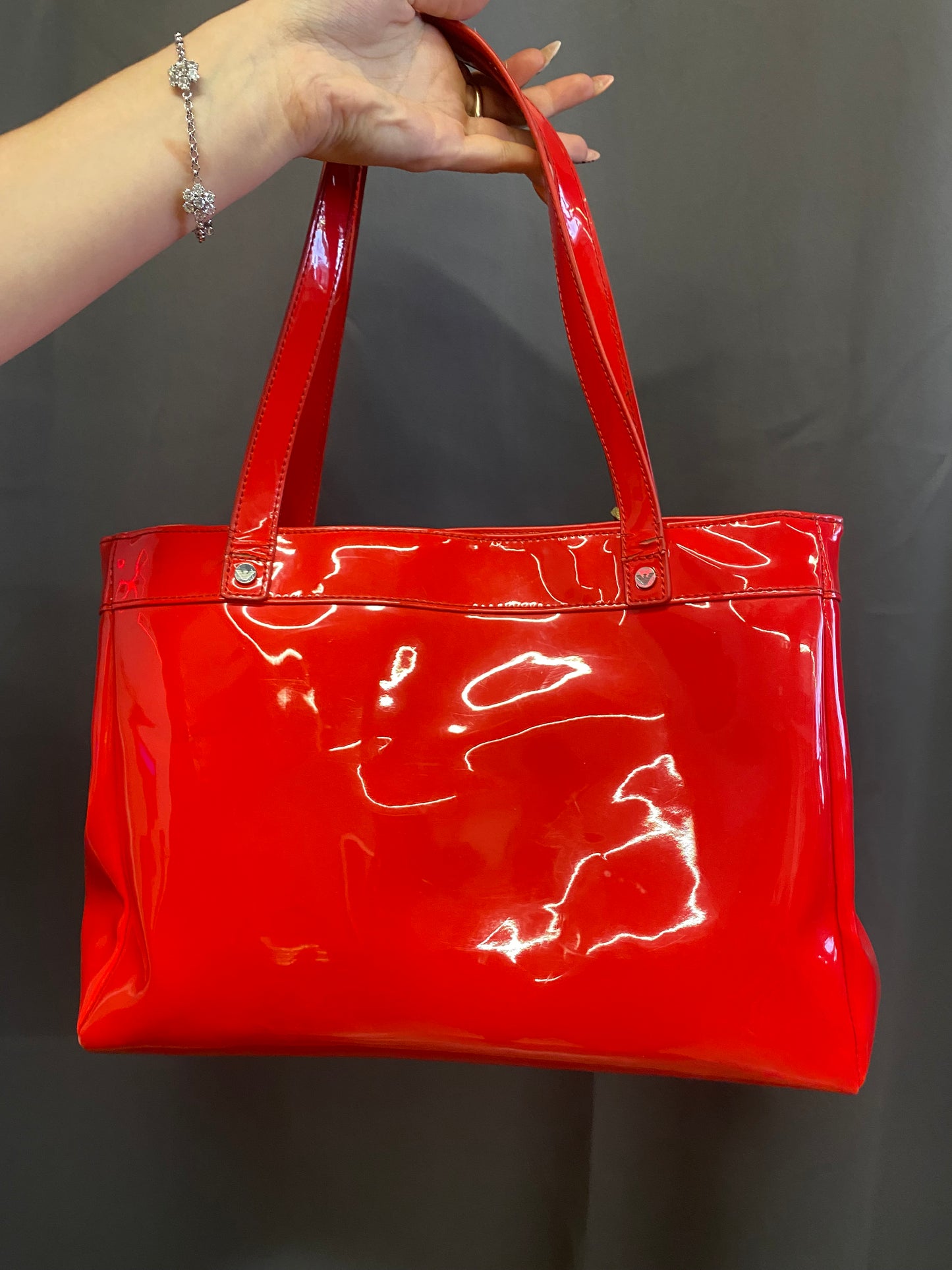 Borsa a mano rossa laccata Armani