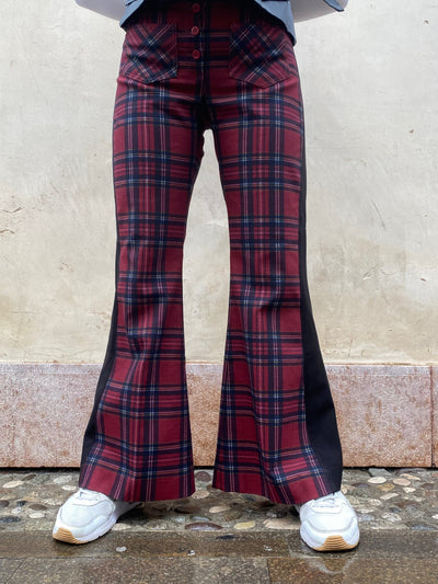 Pantalone a zampa tartan Rose D. Custom - donna M | R3BORN thumbnail