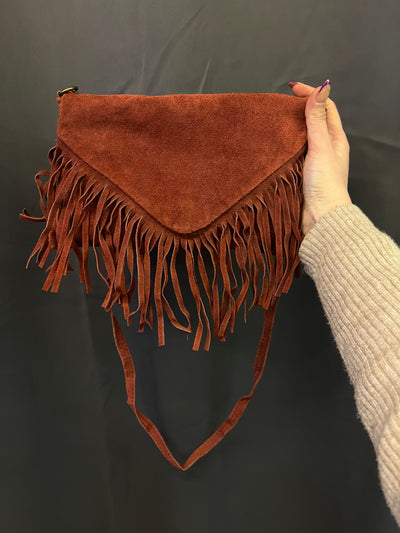 Borsa in vera pelle con frange thumbnail