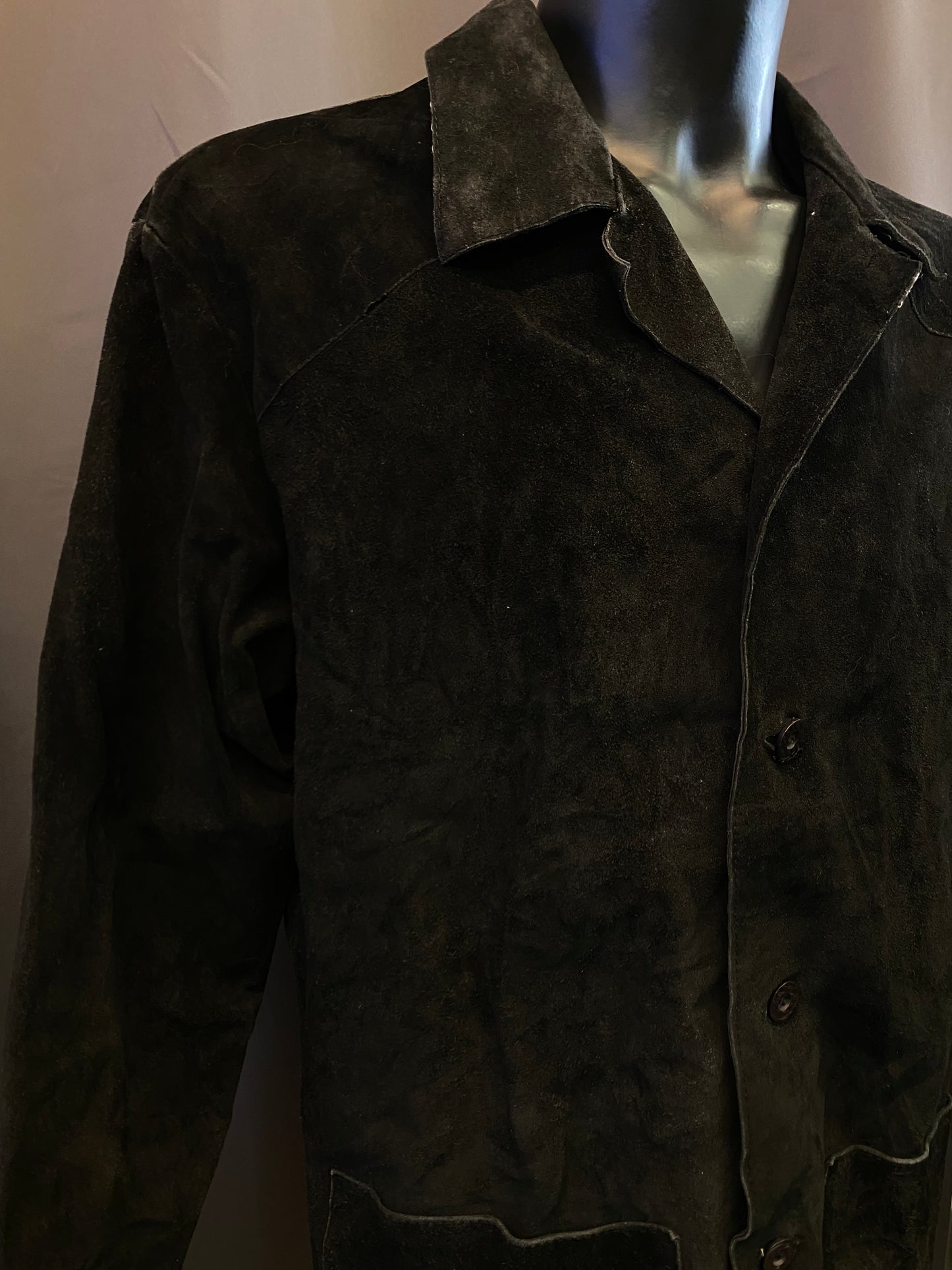 Cappotto nero in vera pelle vintage (L uomo)