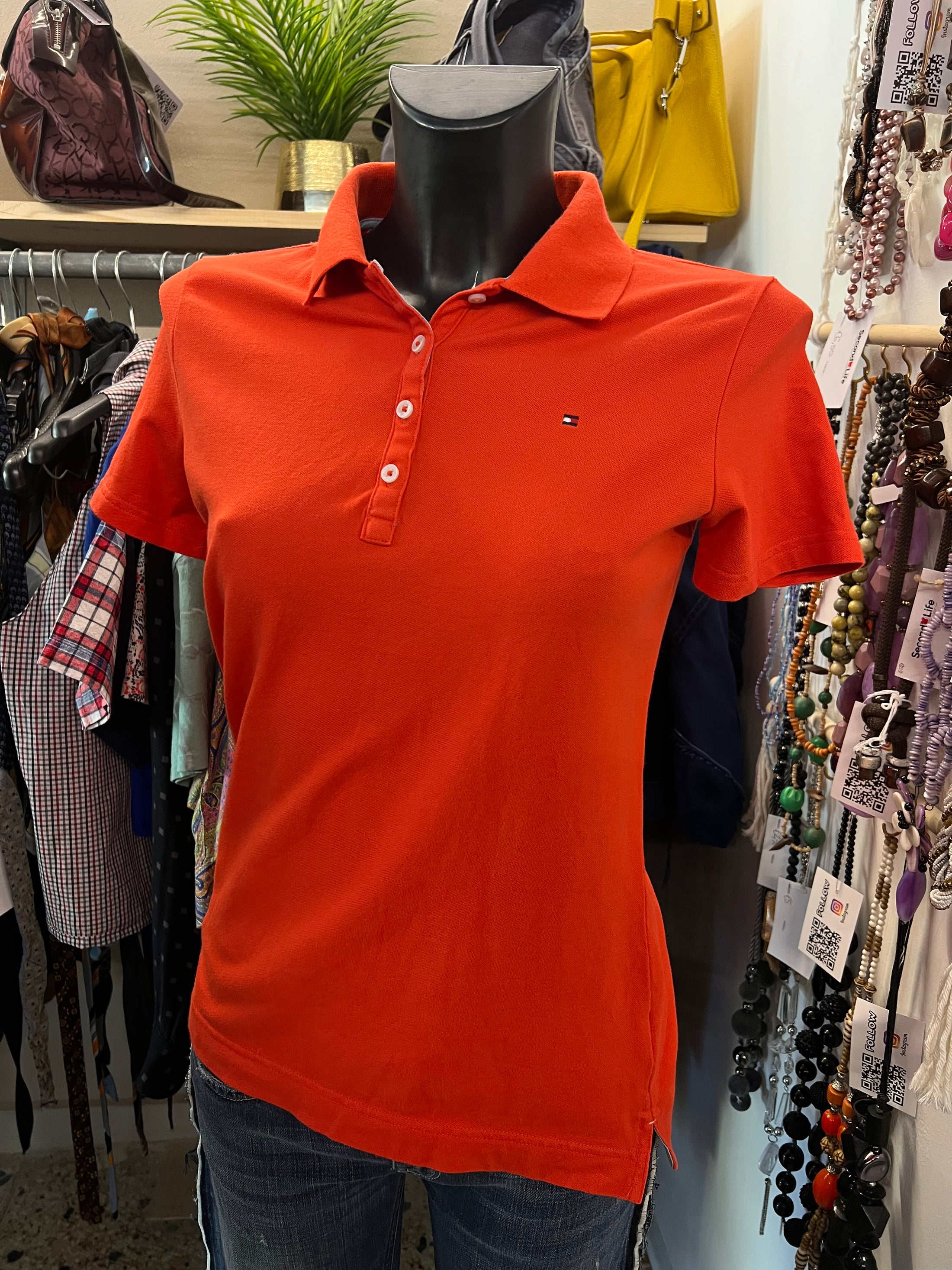 Polo Donna Tommy Hilfiger Arancione – Taglia S – Classic Fit