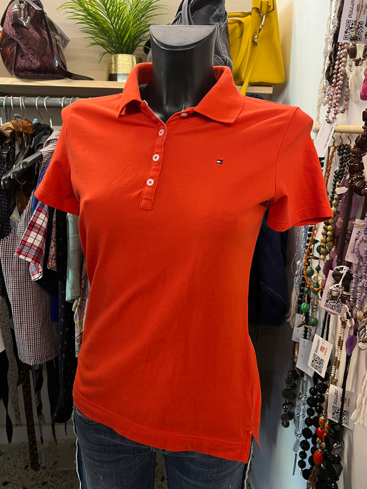 Polo Donna Tommy Hilfiger Arancione – Taglia S – Classic Fit