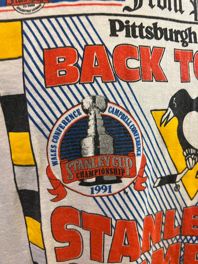T-shirt vintage Front Pages 90’s NHL Pittsburgh Penguins Stanley Cup 1991-1992 (M) thumbnail