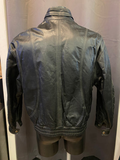 Giacca in pelle vintage stile chiodo (M) thumbnail