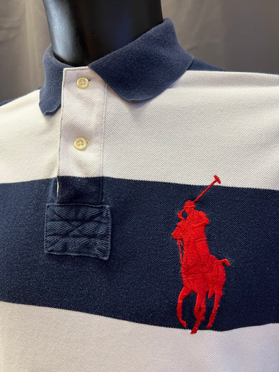 Polo Ralph Lauren Big Pony a righe bianche e blu classic fit (L uomo) thumbnail