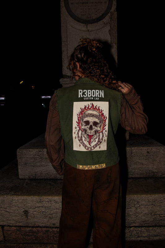 Gilet Vintage Militare Francese Custom Anni 80 - Taglia M | R3BORN