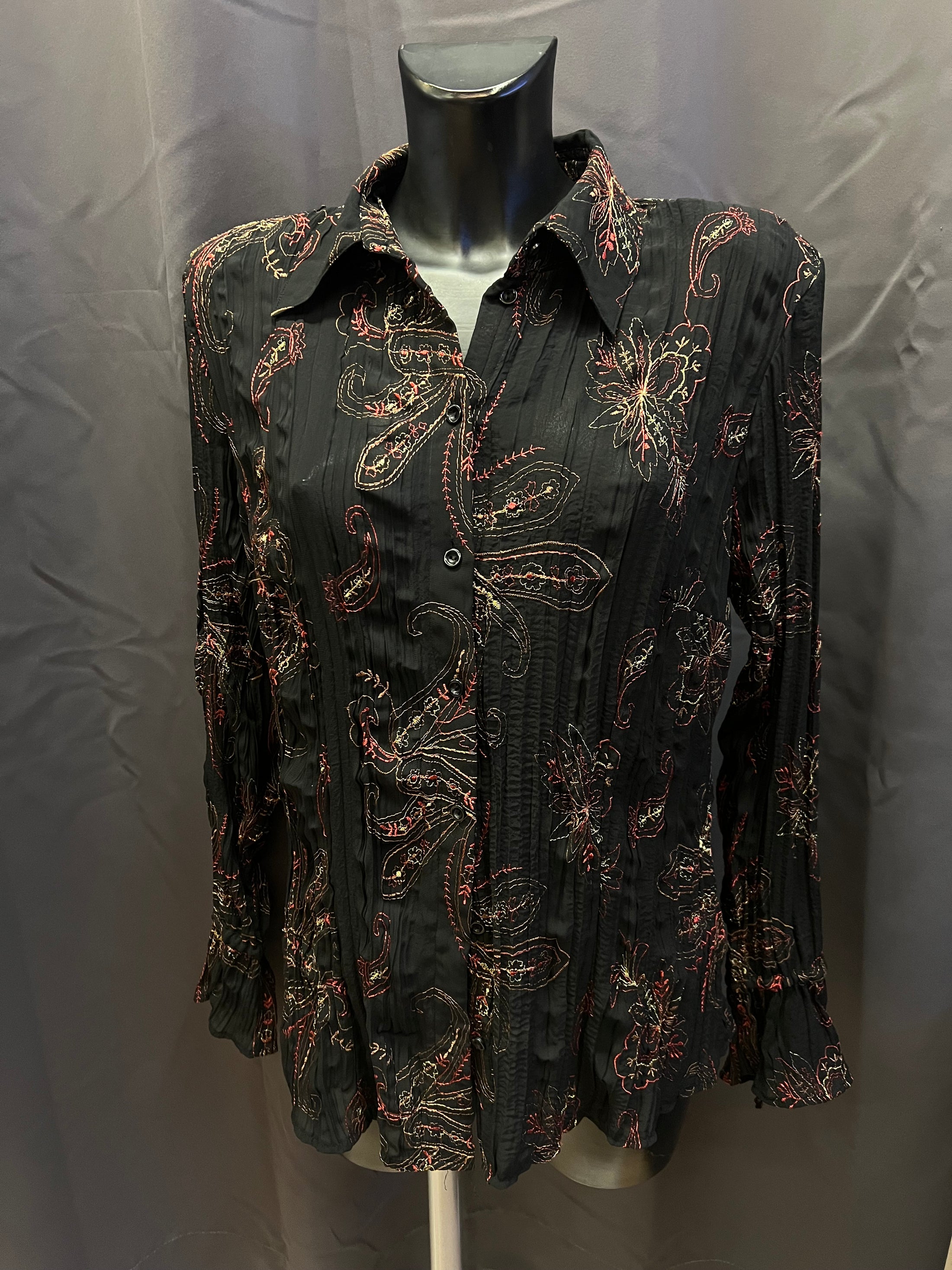 Camicia y2k trasparente con ricami (xl donna)