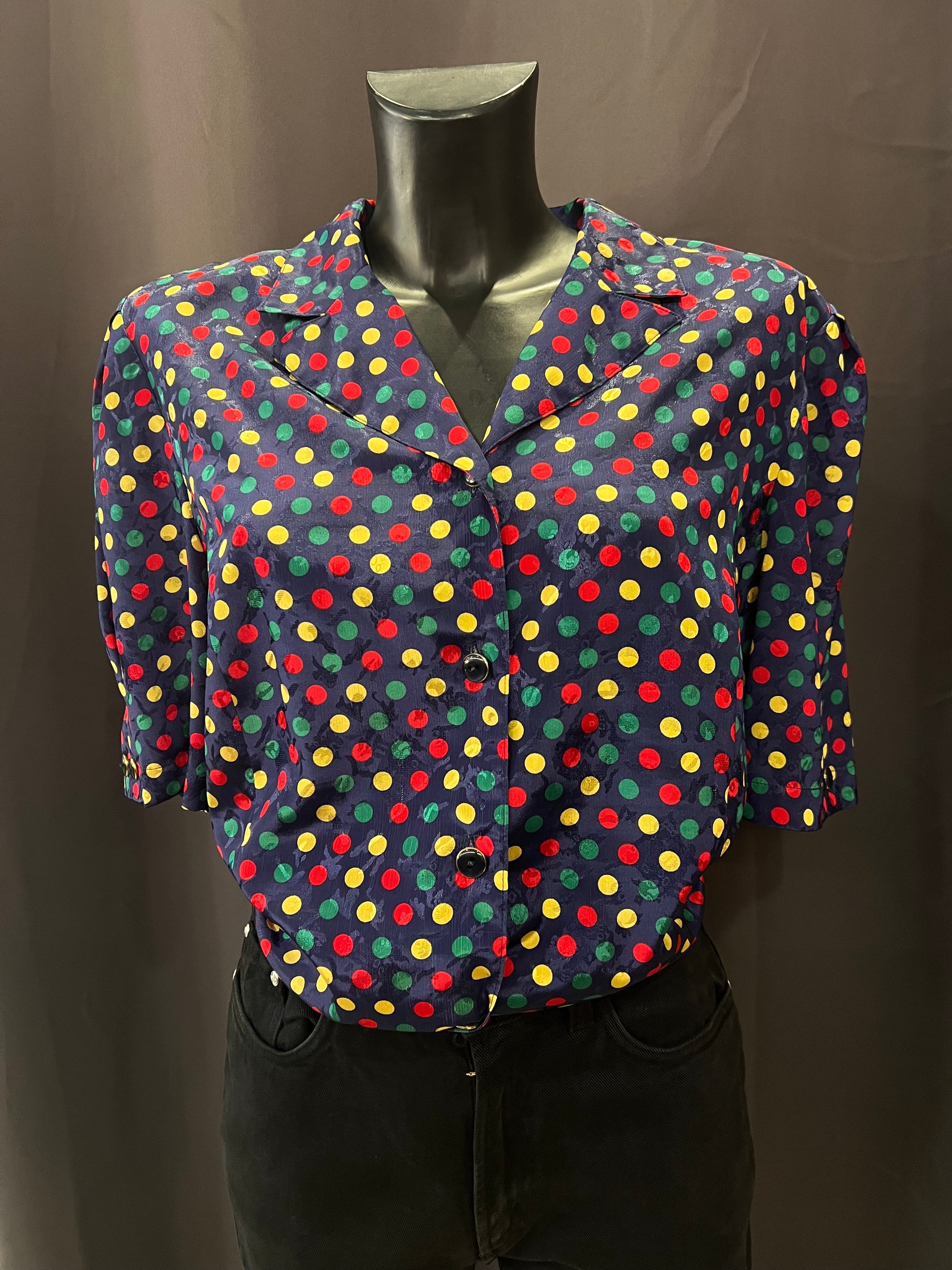 Camicia sartoriale a pois vintage 80’s (46 donna)