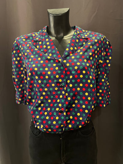 Camicia sartoriale a pois vintage 80’s (46 donna) thumbnail