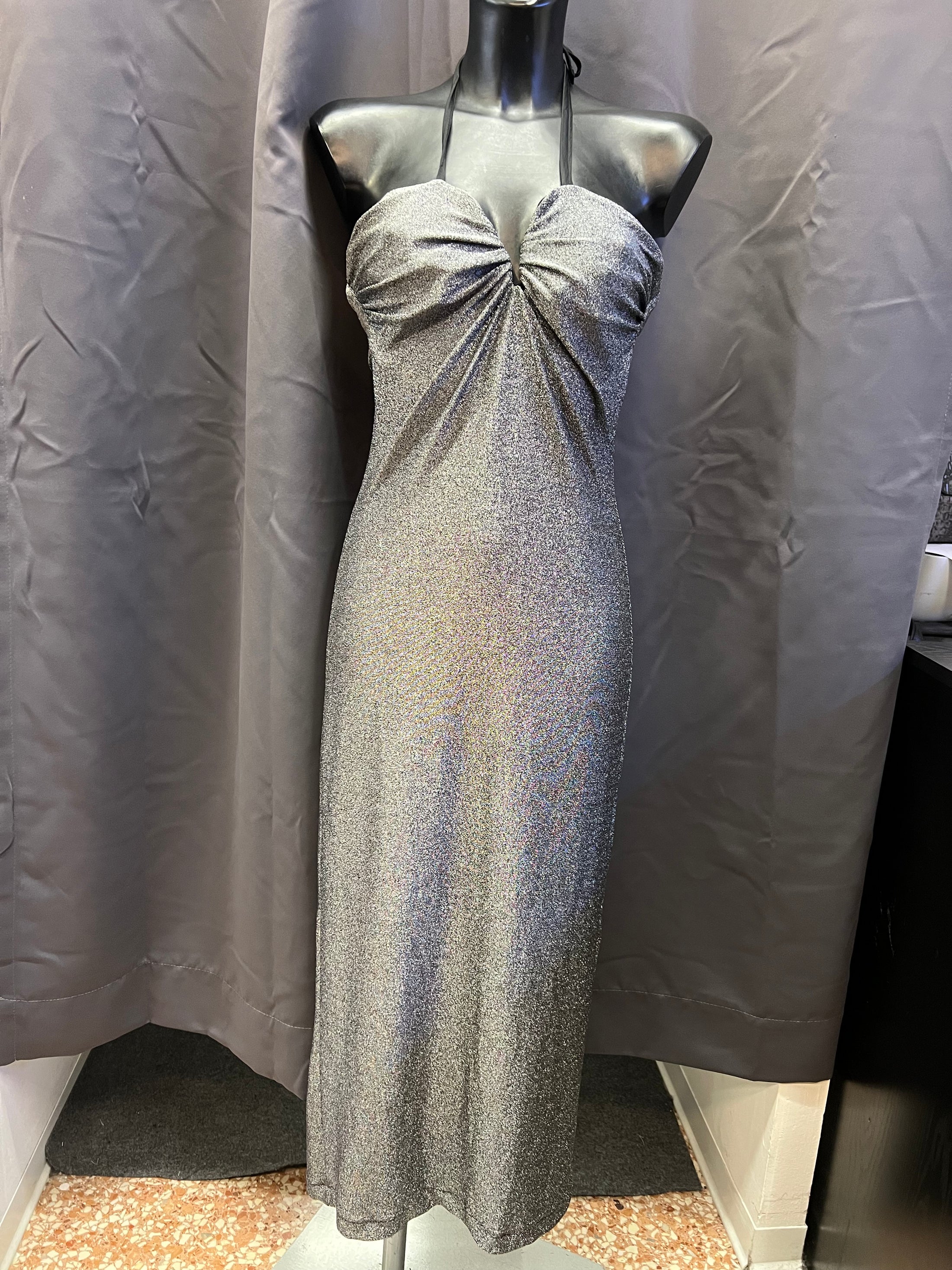 Abito lungo in lurex argento souvenir (m donna)