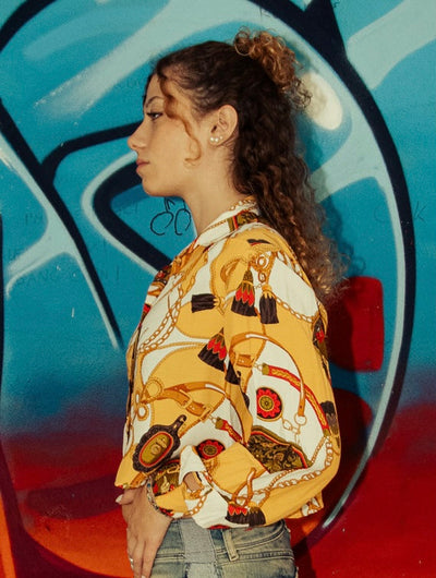 Camicia crop vintage stile barocco The Legend Custom - donna L | R3BORN thumbnail