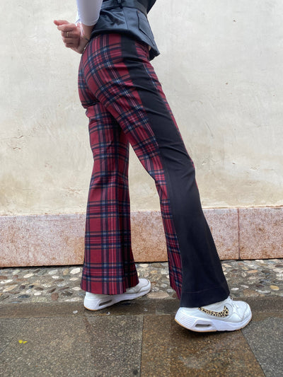 Pantalone a zampa tartan Rose D. Custom - donna M | R3BORN thumbnail