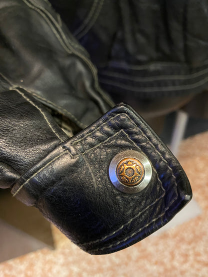 Giacca in pelle vintage stile chiodo (M)
