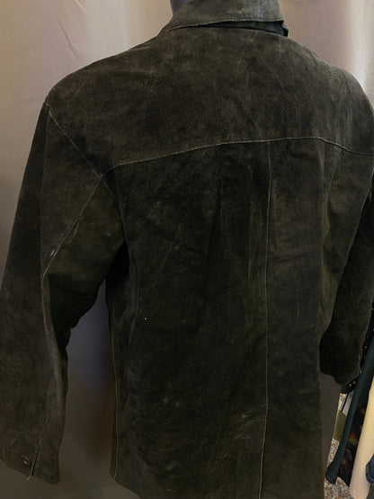 Cappotto nero in vera pelle vintage (L uomo)