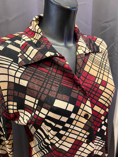 Camicia vintage con fantasia geometrica (M oversize donna) thumbnail