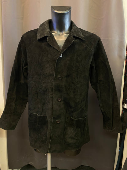 Cappotto nero in vera pelle vintage (L uomo)