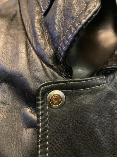 Giacca in pelle vintage stile chiodo (M) thumbnail