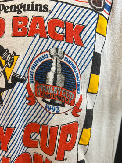 T-shirt vintage Front Pages 90’s NHL Pittsburgh Penguins Stanley Cup 1991-1992 (M) thumbnail