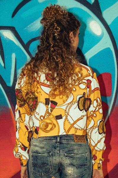 Camicia crop vintage stile barocco The Legend Custom - donna L | R3BORN thumbnail